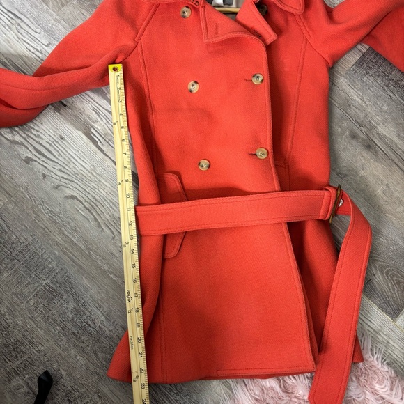 J. Crew Stadium Cloth Coral Wool Belted Peacoat Size 6 - Picture 8 of 8